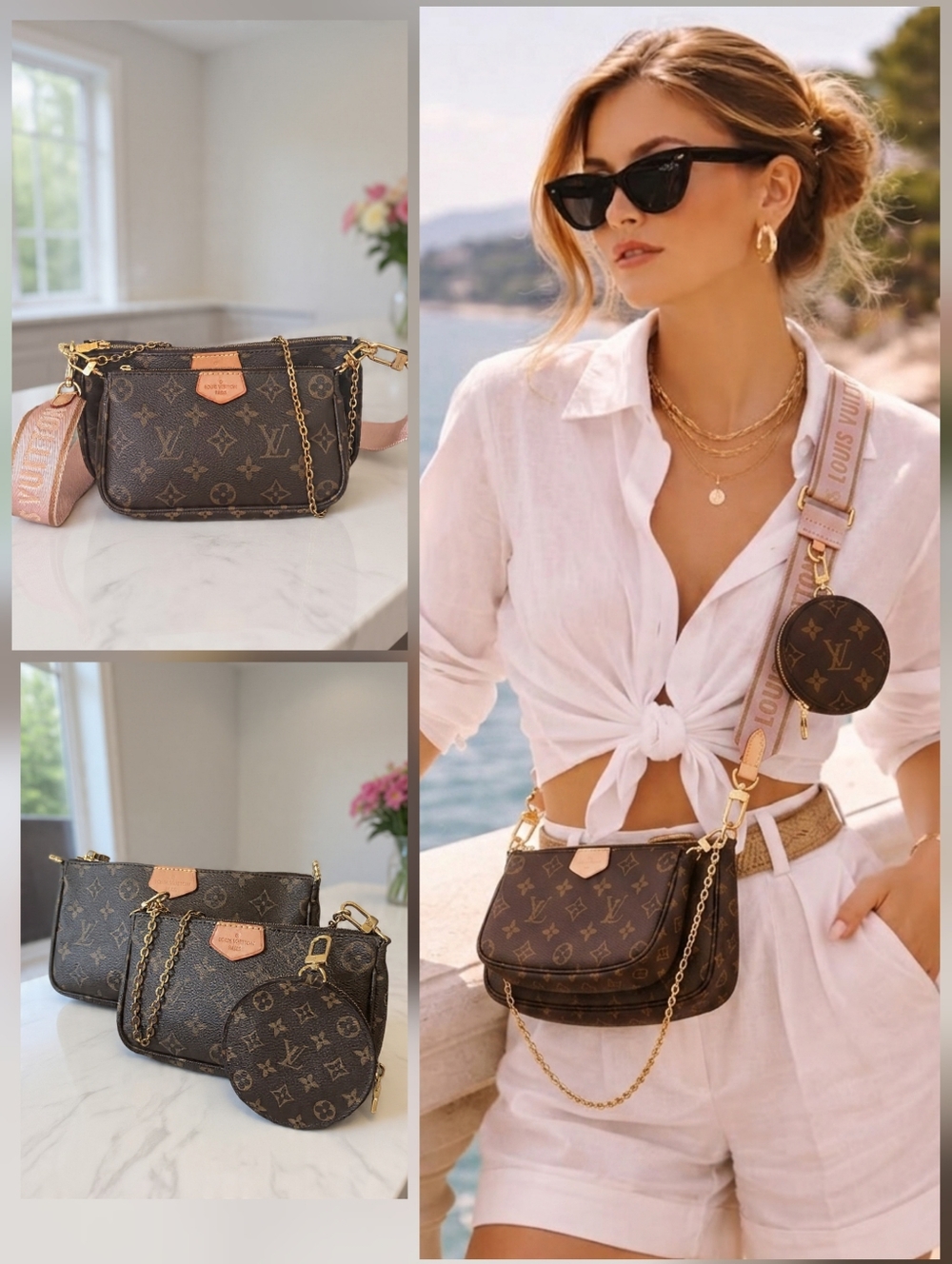Louis Vuitton Multi Pochette Accessoires Pink Strap Microchip ✨ NEW